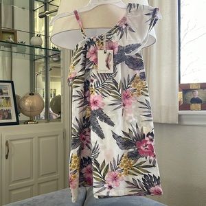 NWT Jessica Simpson Girls Tropical Palm Leaf Ruffle Shoulder Summer Dress